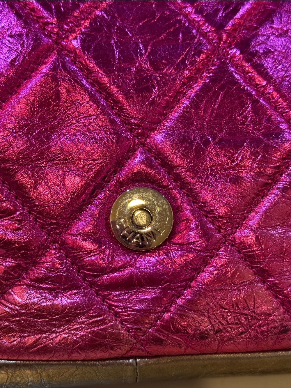CHANEL Metallic Blue and Pink Quilted Flap Crossbody Bag - Picture 12 of 16